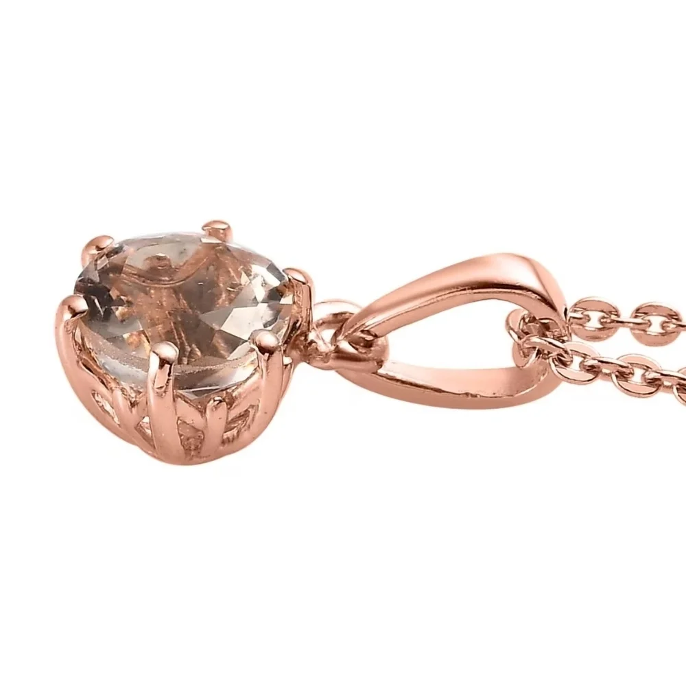 Genuine Morganite Solitaire Ring, Earrings & Necklace Set.